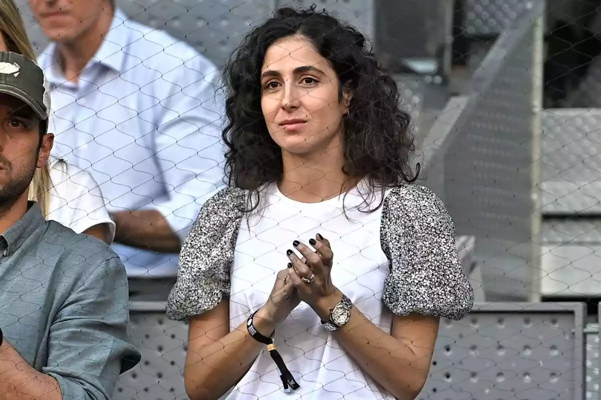 Foto de Xisca Perelló aplaudiendo en las gradas del Mutua Madrid Open