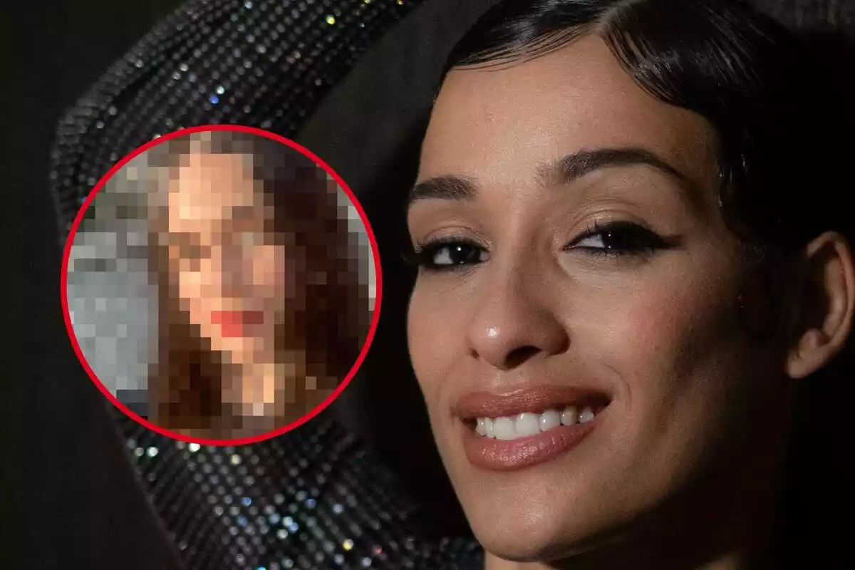 Montaje de fotos de Chanel y una mujer con la cara pixelada