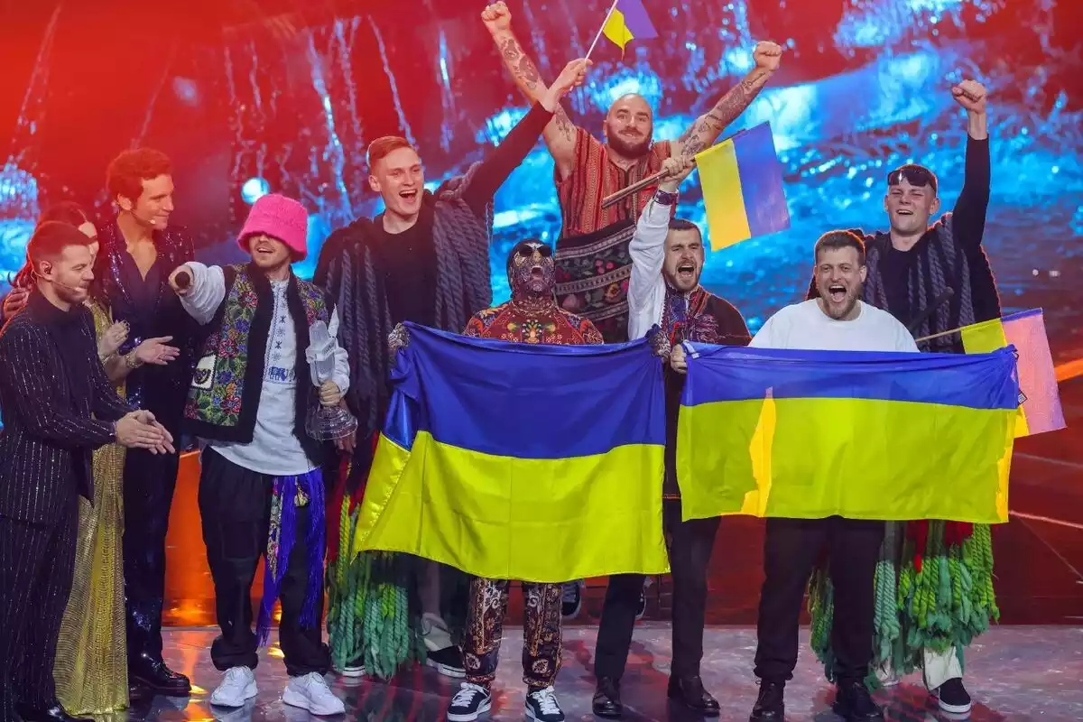 Ucrania celebrando su victoria en Eurovisión