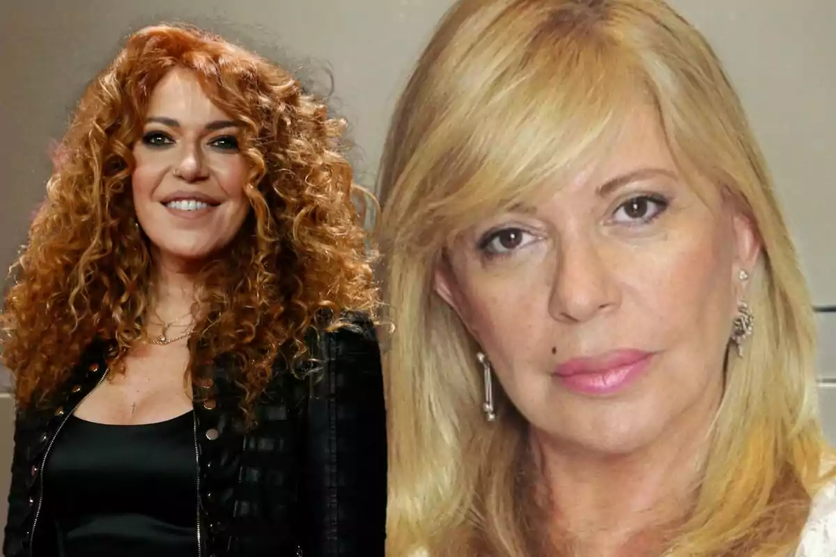 Dos mujeres con cabello rizado y lacio posan para la cámara, una con cabello rojo y otra con cabello rubio.