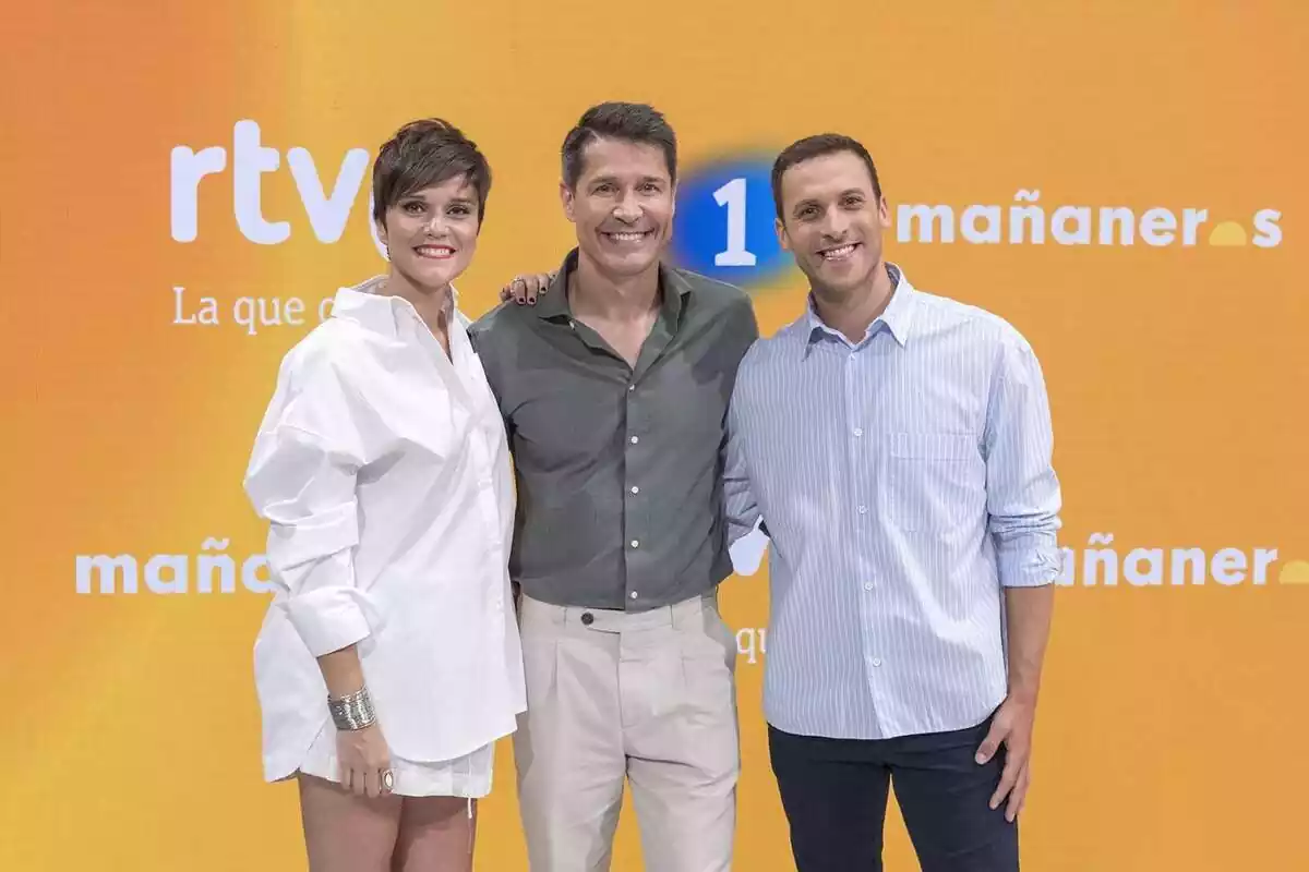 Jaime Cantizano, Marc Santandreu y Miriam Moreno en la presentación de Mañaneros de La 1