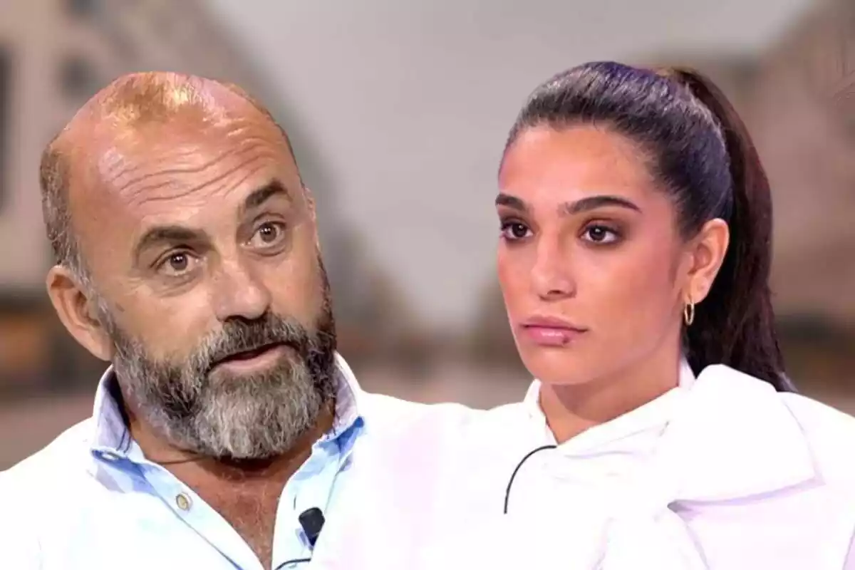 Primer plano de Ginés Corregüela y Alma Bollo, ambos concursantes de 'Supervivientes 2023' con rostros serios