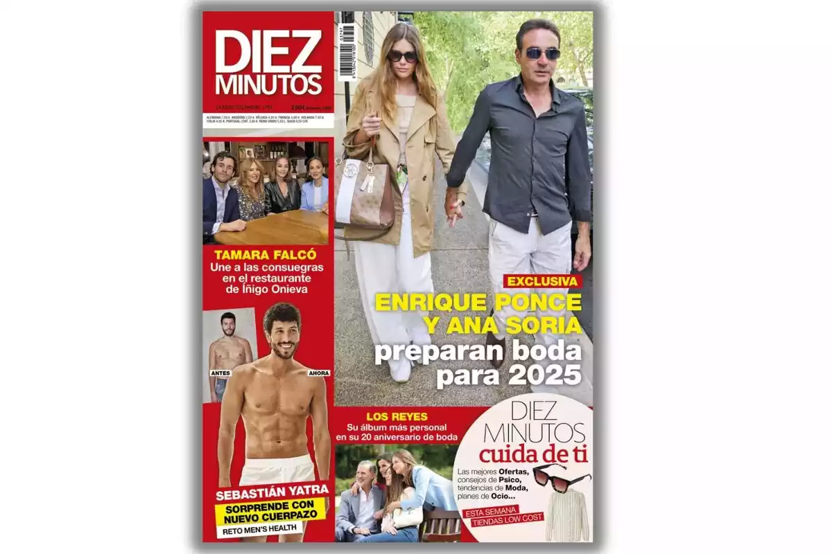 Portada de la revista 'Diez Minutos' con la boda de Ana Soria y Enrique Ponce
